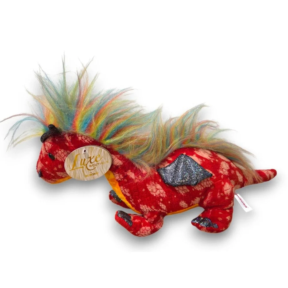 NWT Aurora Luxe Boutique Rubellite Red Dragon Rainbow Mowhawk Mane 16''
